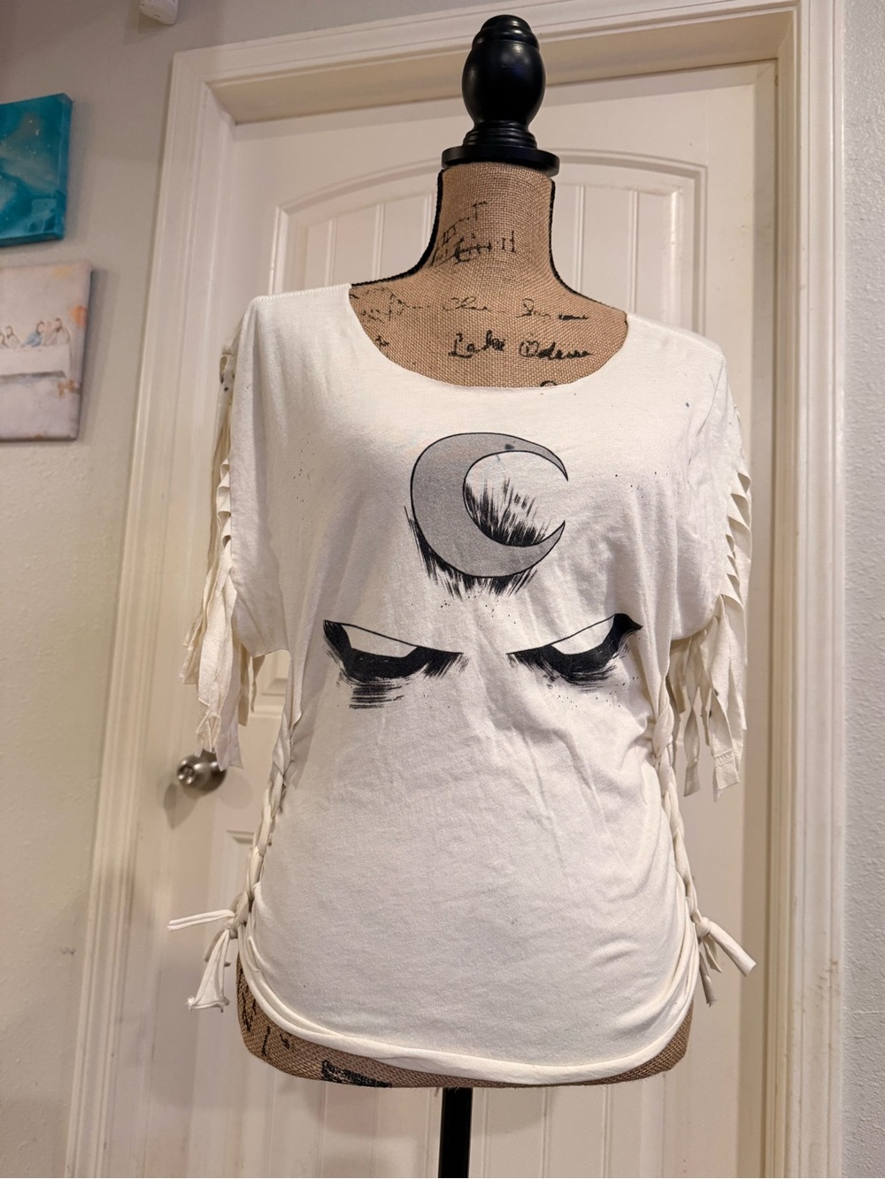 Upcycled Moon Knight Fringe Tee – Size Small